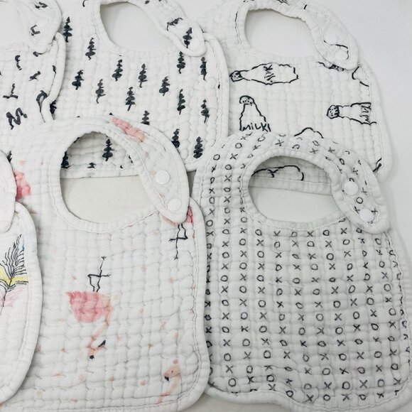 Zainpe Baby Girls 8 Piece Snap Muslin Cotton Absorbent & Soft Feeding Bibs 2493 - Picture 3 of 8